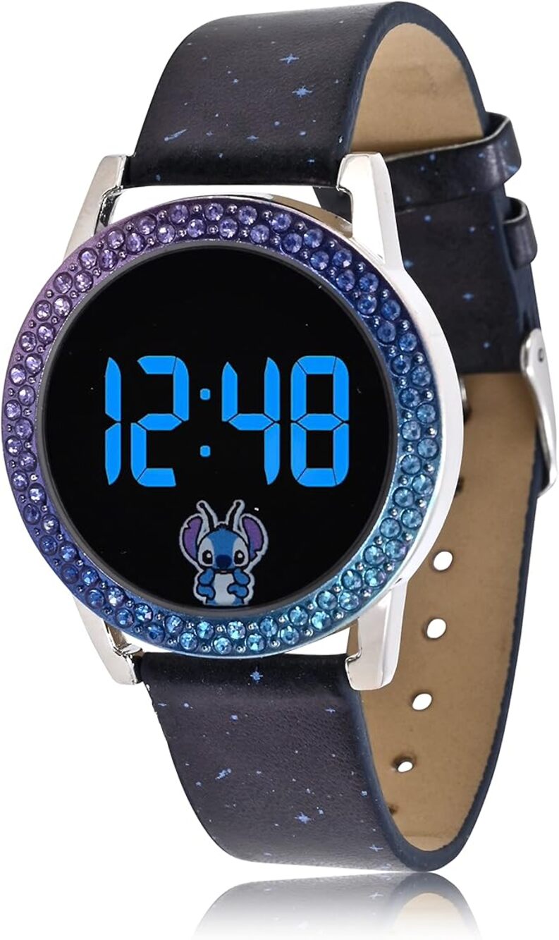 Disney Kid Navy Lilo & Stitch Digital Watch LED Glittering Crystal Bezel OS33-33